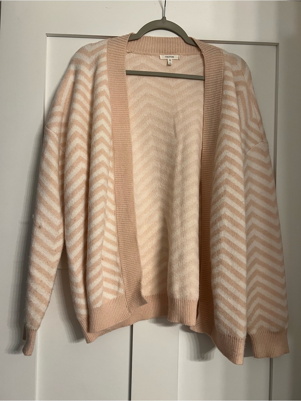 Maurices Chevron Open-Front Cardigan - Blush & Cream